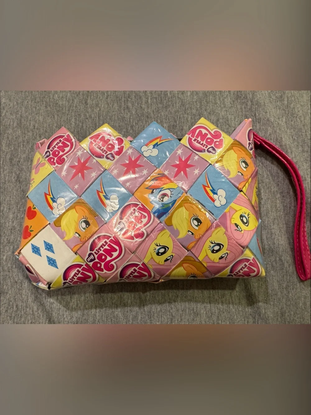 My Little Pony Pink, Yellow, Blue Patchwork Wristlet Handmade